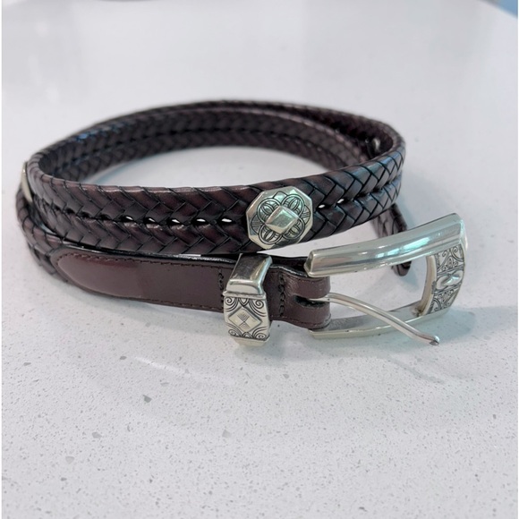 Brighton Accessories - Brighton Braided Leather Belt with Silver tone Buckle and medallions M/L 32
